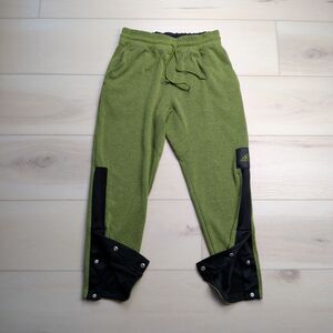 Adidas Basketball Club Pants Mens Large Green Knit Sweatpants Snap Ankle
